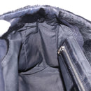 FENDI Hand Bag Harako Leather Black Silver Auth 186561A-20