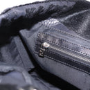 FENDI Hand Bag Harako Leather Black Silver Auth 186561A-21