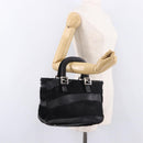 FENDI Hand Bag Harako Leather Black Silver Auth 186561A-23