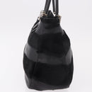 FENDI Hand Bag Harako Leather Black Silver Auth 186561A-4