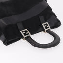 FENDI Hand Bag Harako Leather Black Silver Auth 186561A-6