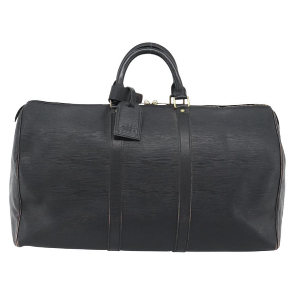 LOUIS VUITTON Epi Keepall 50 Boston Bag Black M42962 LV Auth 186562