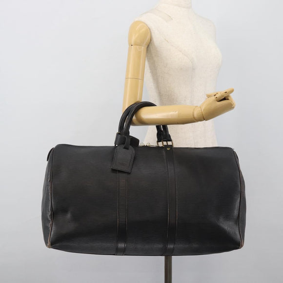 LOUIS VUITTON Epi Keepall 50 Boston Bag Black M42962 LV Auth 186562