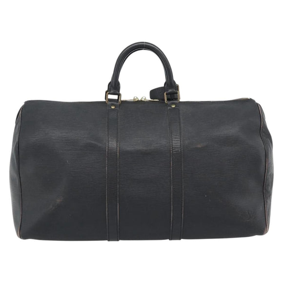 LOUIS VUITTON Epi Keepall 50 Boston Bag Black M42962 LV Auth 186562