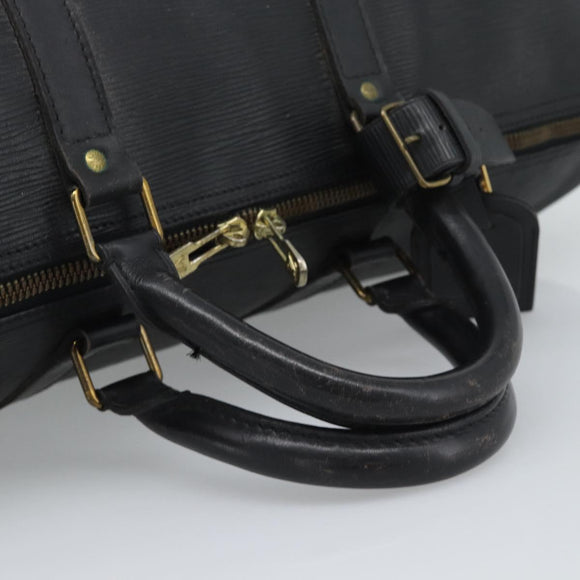 LOUIS VUITTON Epi Keepall 50 Boston Bag Black M42962 LV Auth 186562