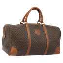 CELINE Macadam Canvas Boston Bag PVC Leather Brown Gold Auth 186563-1