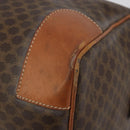 CELINE Macadam Canvas Boston Bag PVC Leather Brown Gold Auth 186563-10