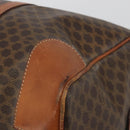 CELINE Macadam Canvas Boston Bag PVC Leather Brown Gold Auth 186563-12