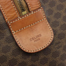 CELINE Macadam Canvas Boston Bag PVC Leather Brown Gold Auth 186563-14