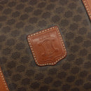 CELINE Macadam Canvas Boston Bag PVC Leather Brown Gold Auth 186563-16