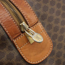 CELINE Macadam Canvas Boston Bag PVC Leather Brown Gold Auth 186563-17