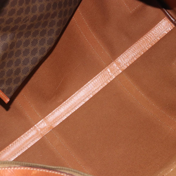 CELINE Macadam Canvas Boston Bag PVC Leather Brown Gold Auth 186563