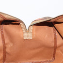 CELINE Macadam Canvas Boston Bag PVC Leather Brown Gold Auth 186563-19