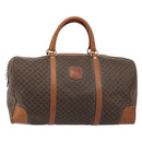 CELINE Macadam Canvas Boston Bag PVC Leather Brown Gold Auth 186563-2