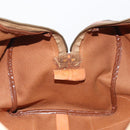 CELINE Macadam Canvas Boston Bag PVC Leather Brown Gold Auth 186563-20