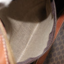 CELINE Macadam Canvas Boston Bag PVC Leather Brown Gold Auth 186563-22