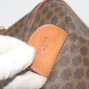 CELINE Macadam Canvas Boston Bag PVC Leather Brown Gold Auth 186563-23