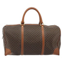 CELINE Macadam Canvas Boston Bag PVC Leather Brown Gold Auth 186563-3