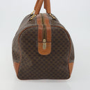 CELINE Macadam Canvas Boston Bag PVC Leather Brown Gold Auth 186563-5