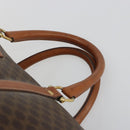 CELINE Macadam Canvas Boston Bag PVC Leather Brown Gold Auth 186563-8
