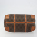CELINE Macadam Canvas Boston Bag PVC Leather Brown Gold Auth 186563-9