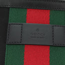 GUCCI Web Sherry Line Tote Bag Canvas Black Silver 631245 Auth 186564V-17