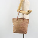 FENDI Zucchino Canvas Tote Bag Pink Silver Auth 186565-19