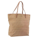 FENDI Zucchino Canvas Tote Bag Pink Silver Auth 186565-1