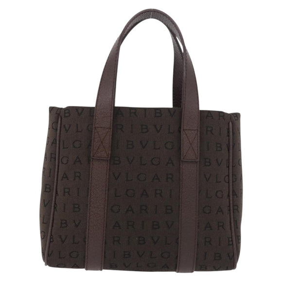 BVLGARI Logo Mania Hand Bag Canvas Brown Auth 186567A