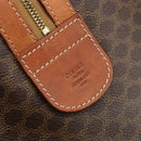 CELINE Macadam Canvas Boston Bag PVC Leather Brown Gold Auth 186569-17