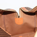 CELINE Macadam Canvas Boston Bag PVC Leather Brown Gold Auth 186569-20