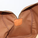 CELINE Macadam Canvas Boston Bag PVC Leather Brown Gold Auth 186569-21