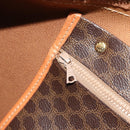 CELINE Macadam Canvas Boston Bag PVC Leather Brown Gold Auth 186569-22