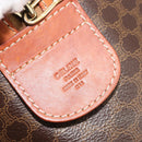 CELINE Macadam Canvas Boston Bag PVC Leather Brown Gold Auth 186569-12