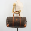 CELINE Macadam Canvas Boston Bag PVC Leather Brown Gold Auth 186569-24