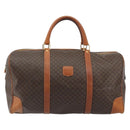 CELINE Macadam Canvas Boston Bag PVC Leather Brown Gold Auth 186569-13