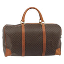 CELINE Macadam Canvas Boston Bag PVC Leather Brown Gold Auth 186569-2