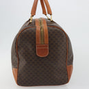 CELINE Macadam Canvas Boston Bag PVC Leather Brown Gold Auth 186569-4