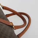 CELINE Macadam Canvas Boston Bag PVC Leather Brown Gold Auth 186569-8