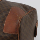 CELINE Macadam Canvas Boston Bag PVC Leather Brown Gold Auth 186570-10