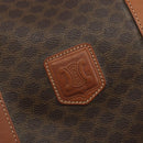 CELINE Macadam Canvas Boston Bag PVC Leather Brown Gold Auth 186570-15