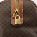 CELINE Macadam Canvas Boston Bag PVC Leather Brown Gold Auth 186570-17