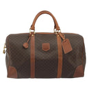 CELINE Macadam Canvas Boston Bag PVC Leather Brown Gold Auth 186570-2