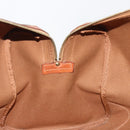 CELINE Macadam Canvas Boston Bag PVC Leather Brown Gold Auth 186570-21
