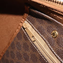 CELINE Macadam Canvas Boston Bag PVC Leather Brown Gold Auth 186570-22