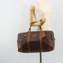 CELINE Macadam Canvas Boston Bag PVC Leather Brown Gold Auth 186570-24