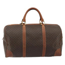 CELINE Macadam Canvas Boston Bag PVC Leather Brown Gold Auth 186570-3