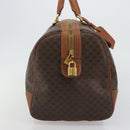 CELINE Macadam Canvas Boston Bag PVC Leather Brown Gold Auth 186570-4
