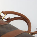 CELINE Macadam Canvas Boston Bag PVC Leather Brown Gold Auth 186570-8