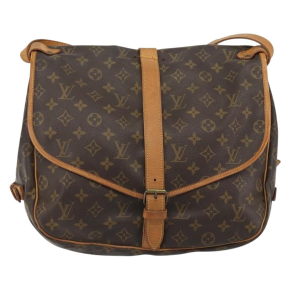 LOUIS VUITTON Monogram Saumur 35 Shoulder Bag M42254 LV Auth 186580